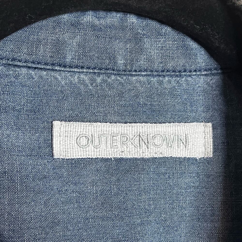 OUTERKNOWN Blue & White Plaid Blanket Men's Shirt Size Medium Cotton Casual - Picture 4 of 5